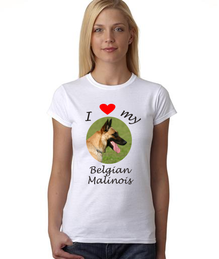 Dogs - I Heart My Belgian Malinois on Womans Shirt